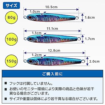 Amazon.co.jp: UB-Lab. 魚 釣り カラフル メタル ジグ 80 g 4本