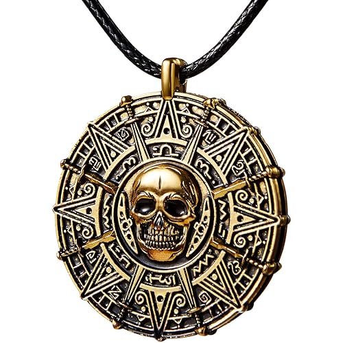 Spooktacular Creations Halloween Pirate Coin Necklace - Pirate Skull Necklace for Men, Women & Kids - Costume Accessories