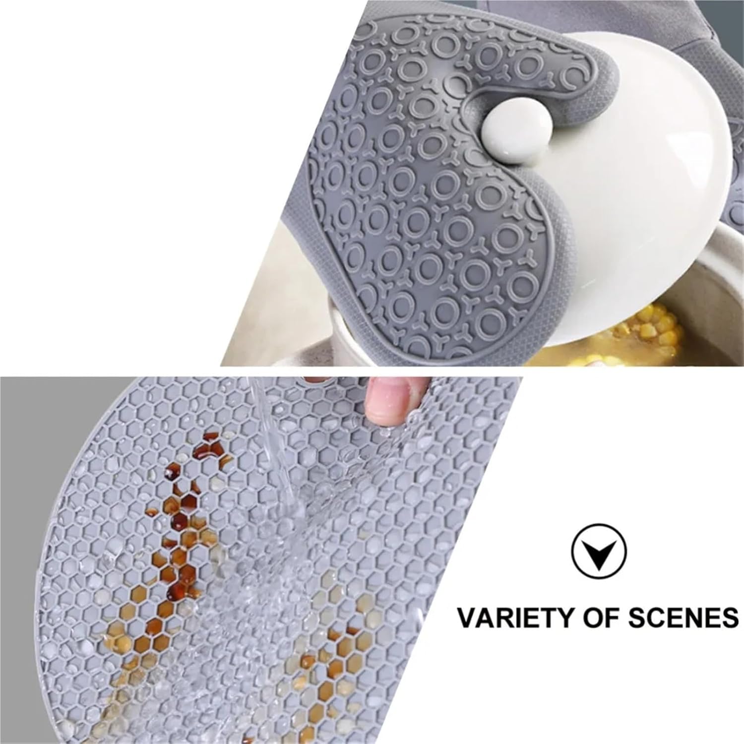 7Pcs/Set Silicone Microwave Gloves Heat Insulation Oven Mitt Pot Holder Non‑Slip Grilling Pad Hand Clip for Kitchen Cooking Baking