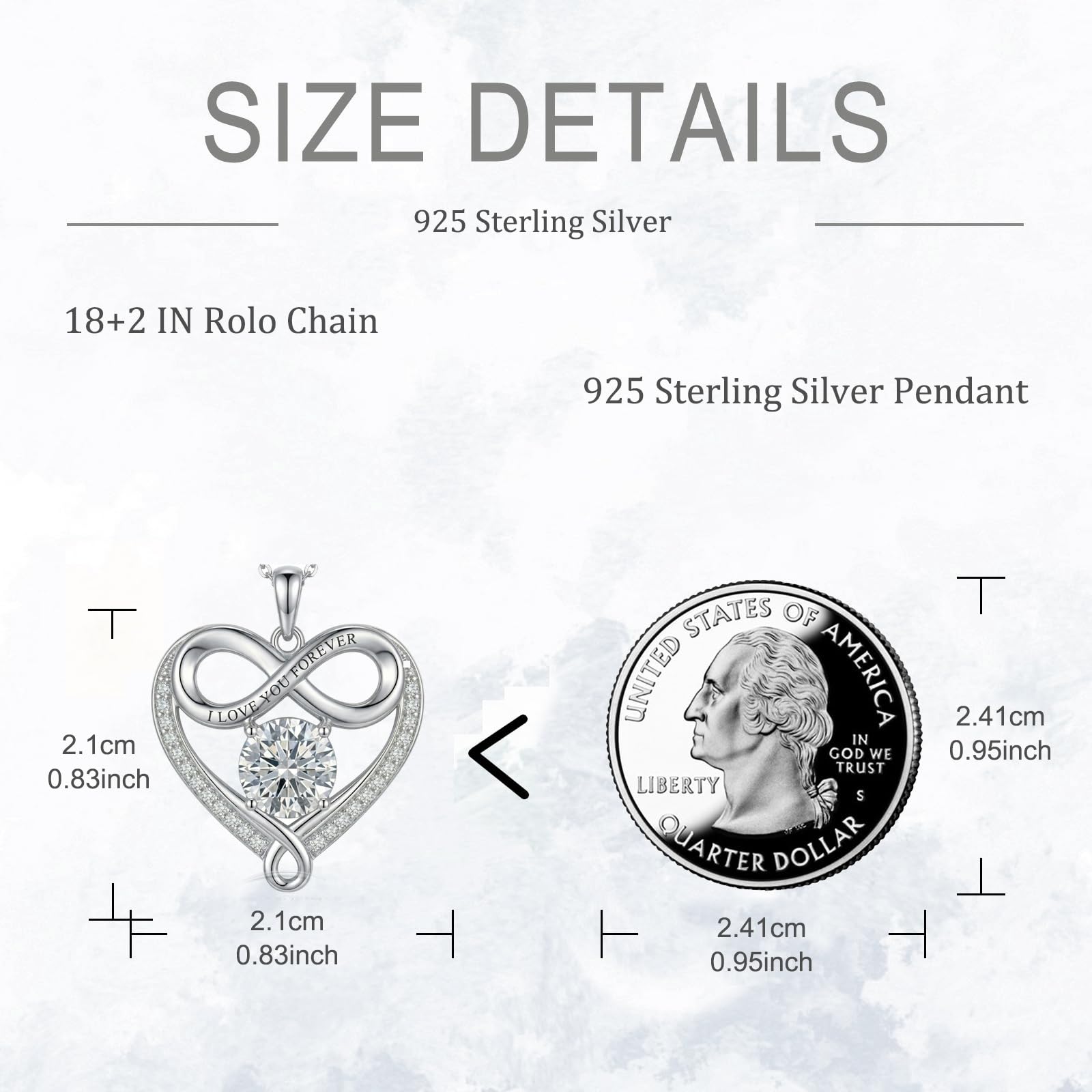 POPLYKE Collana con ciondolo a forma di cuore con simbolo dell'infinito, in argento Sterling 925, per mamma e moglie