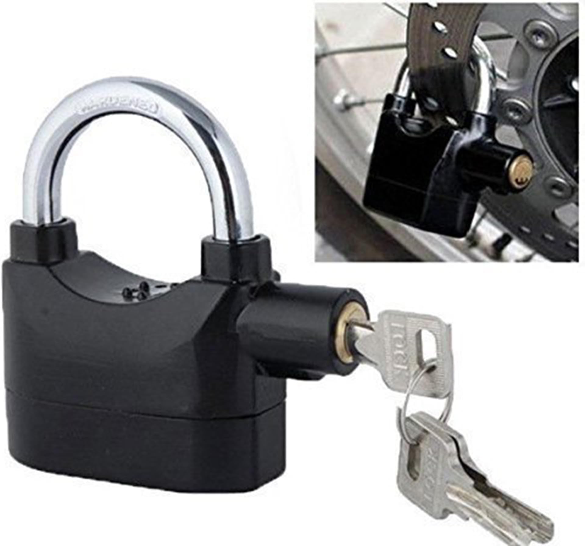 RONTENO 110db Steel Polished Finish Anti Theft Sensor Alarm Lock (Black)