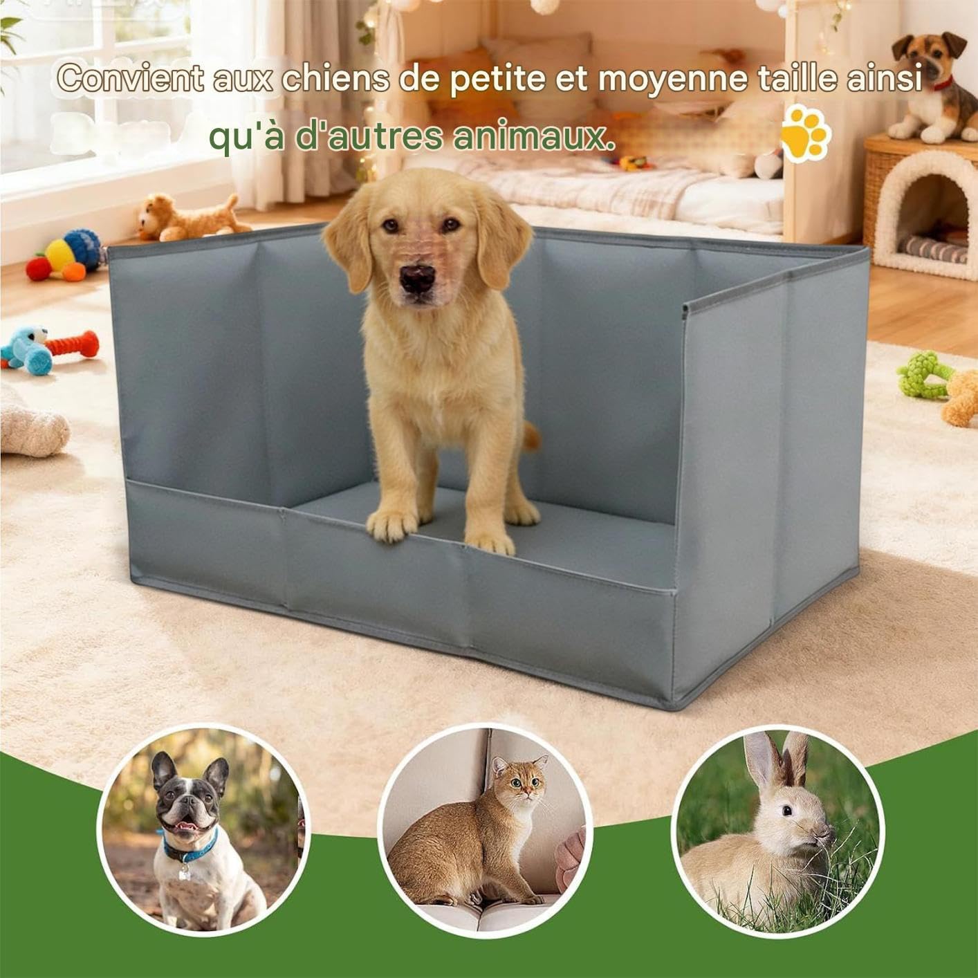 Vassoio Igienico per Cani Toilette Con Pareti Alte Per Animali Domestici | Cassetta Igienica Con Porta Assorbenti Per Cani Per Casa Appartamento Soggiorno Esterno Balcone Patio Pulizia