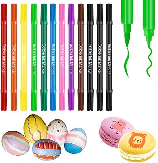 12PCS Food Coloring Pens - Double Sided Edible Markers with Fine & Thick Tips | Ideal for Fondant, Cakes, Christmas Cookies, Frosting, Easter Eggs & Macaron Decorating | Food Grade Gourmet Writer Pens