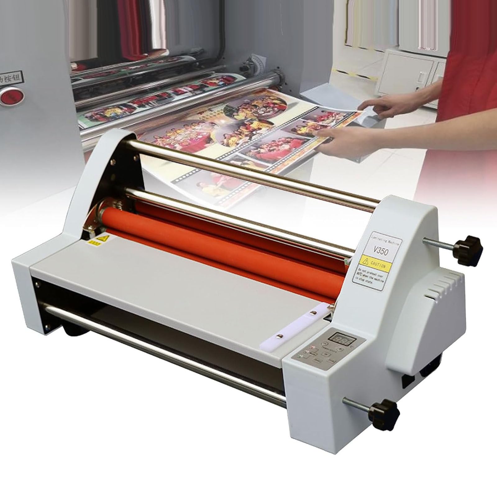 13,7" Laminator, Laminator Rolkowy na Zimno i GorąCo Laminator Rolkowy Termiczny do Laminowania Papieru A3/A4 Jednostronnie i Dwustronnie