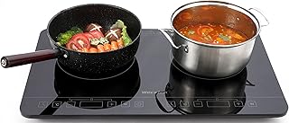 Weceleh Portable Induction Hob Cooker Cooktops Stove Hot Plate Burner Double Dual 2 Two Burner Zone Ring, Plug In Electrical Camping Induction Hobs, 2800W, Auto Shutoff, Timer, Child Lock, Black