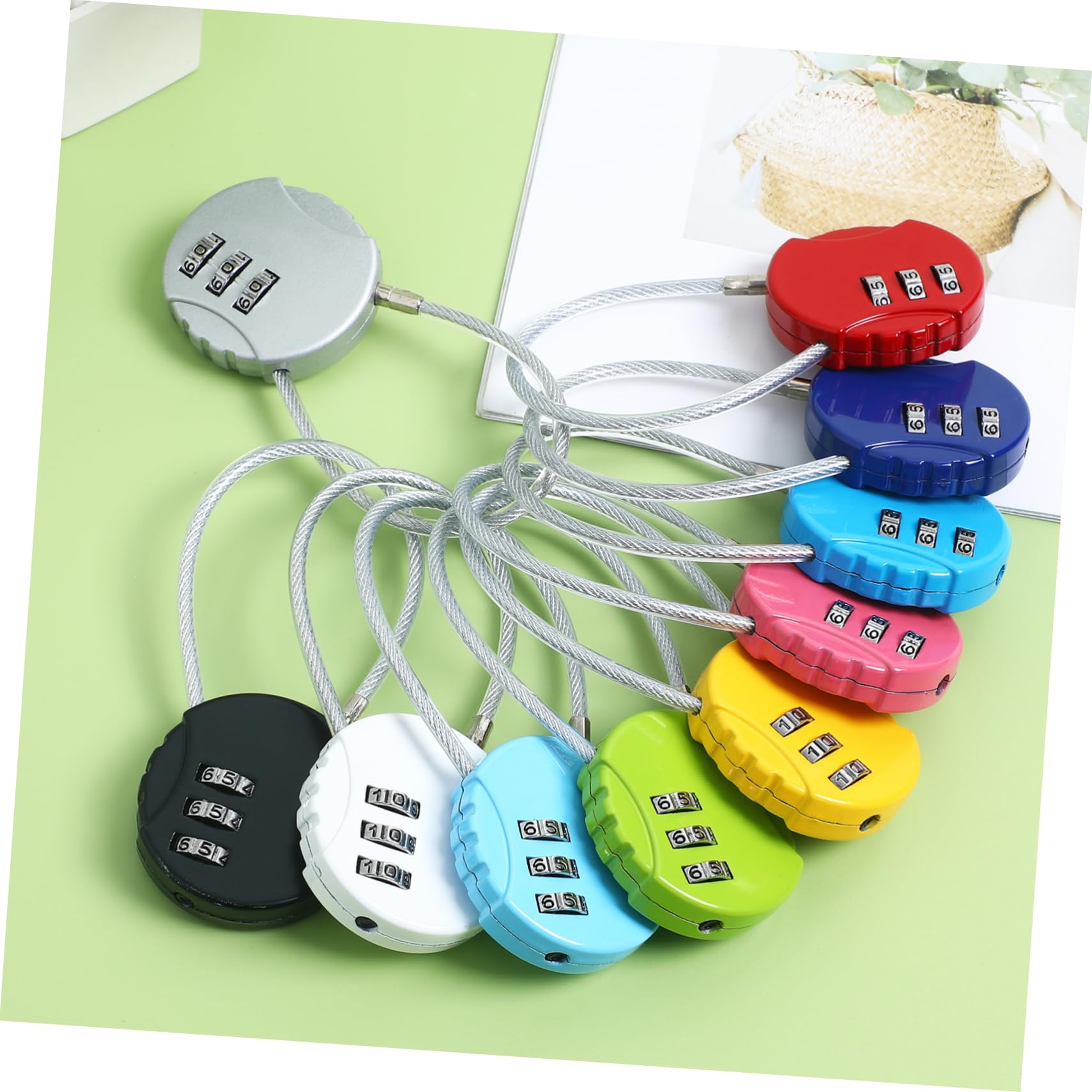 10 Cerraduras Pequeñas para Equipaje Código y Cuerda de Aleación de Zinc, Accesorio Flexible y Conveniente para Viajes Seguro y Práctico