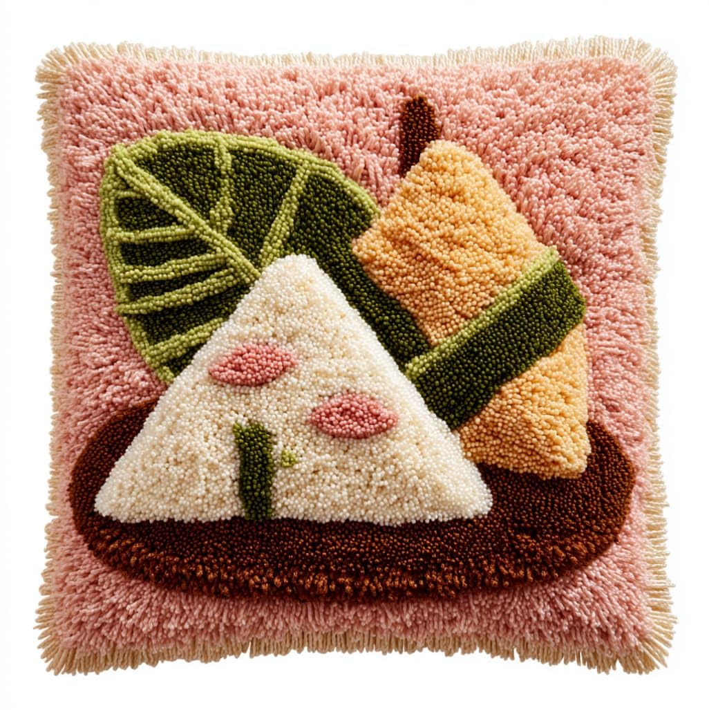 AxiangziK Latch Hook Pillow Kits with Yarn,Dragon Boat Festival Zongzi