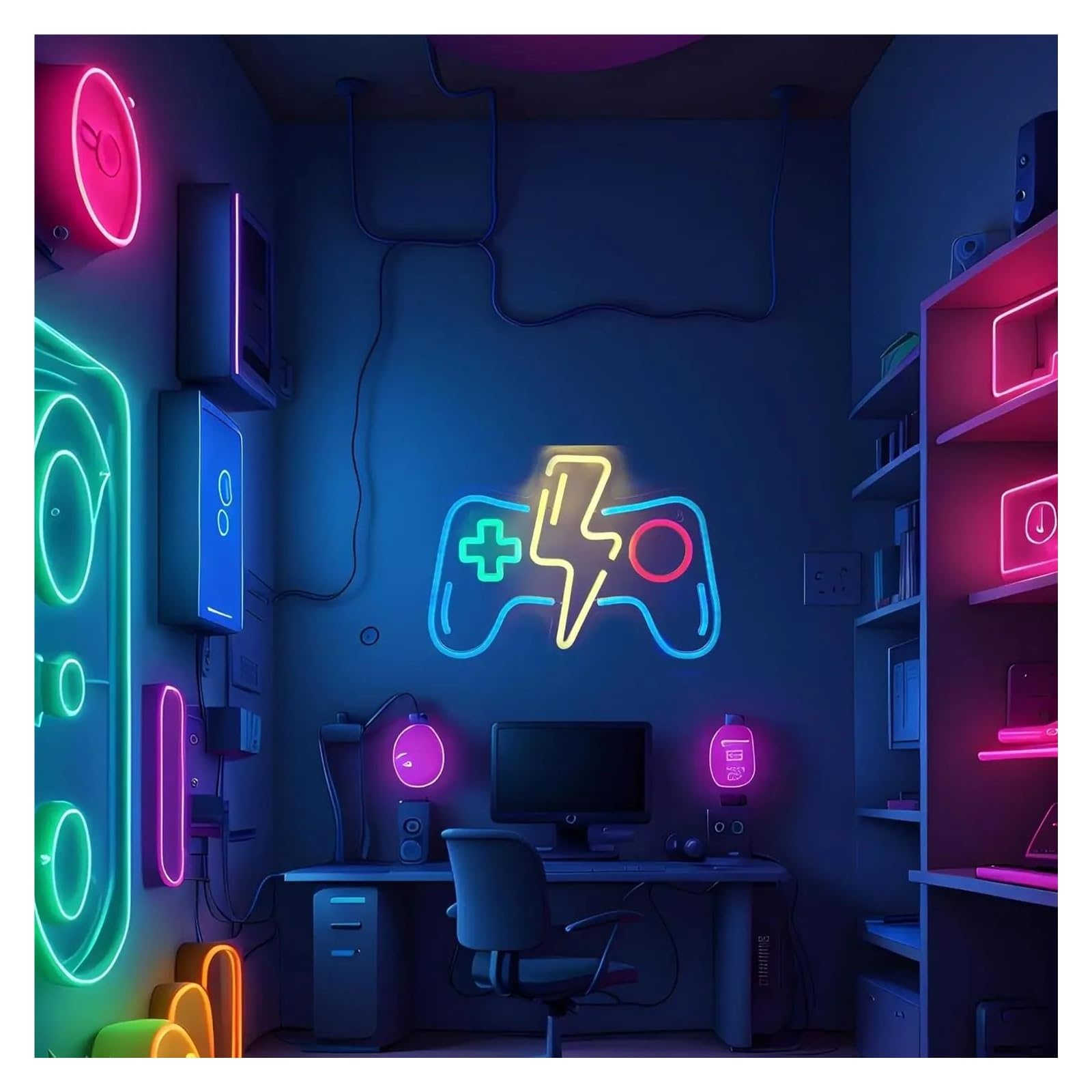 Scritta luminosa Insegna Al Neon Con Controller Di Gioco Per Sala Giochi, Camera Da Letto, Bar, Negozio, Decorazione Da Parete Per Amanti Dei Giochi,30х22cm