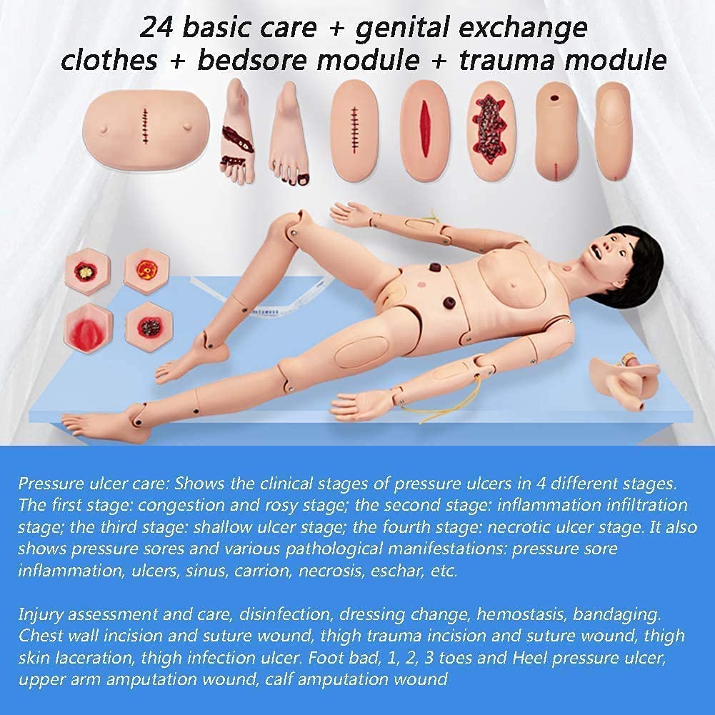 Personne Soignante de 170 cm, Mannequin de Formation en Soins Infirmiers, simulateur de RCR, Mannequin Complet du Corps, éducation des étudiants, enseignement des compétences de Formation médicale,