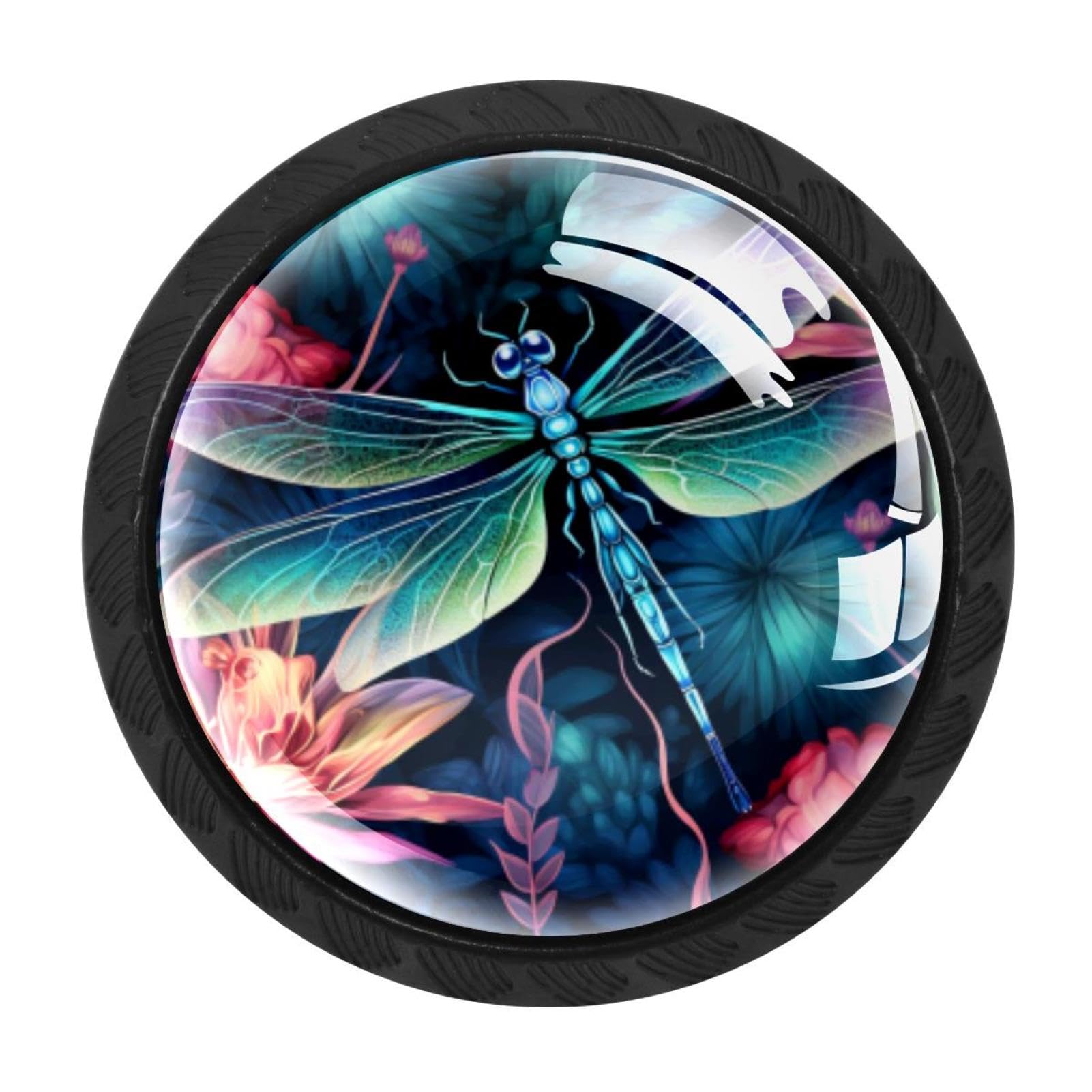 CHENZZZZ 4 PCS Dragonfly Crystal Glass Cabinet Knob Drawer Pull Handle for Kitchen Cupboard Dresser Wardrobe etc