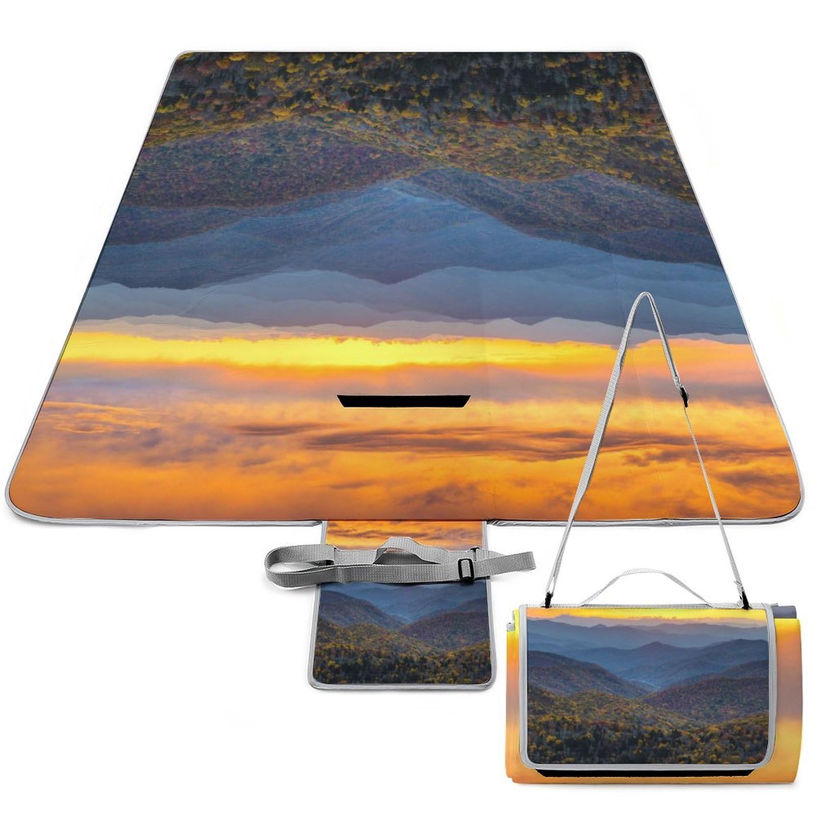 Couverture de pique-nique 148 x 148 cm pliante imperméable Blue Ridge Parkway Mountains
