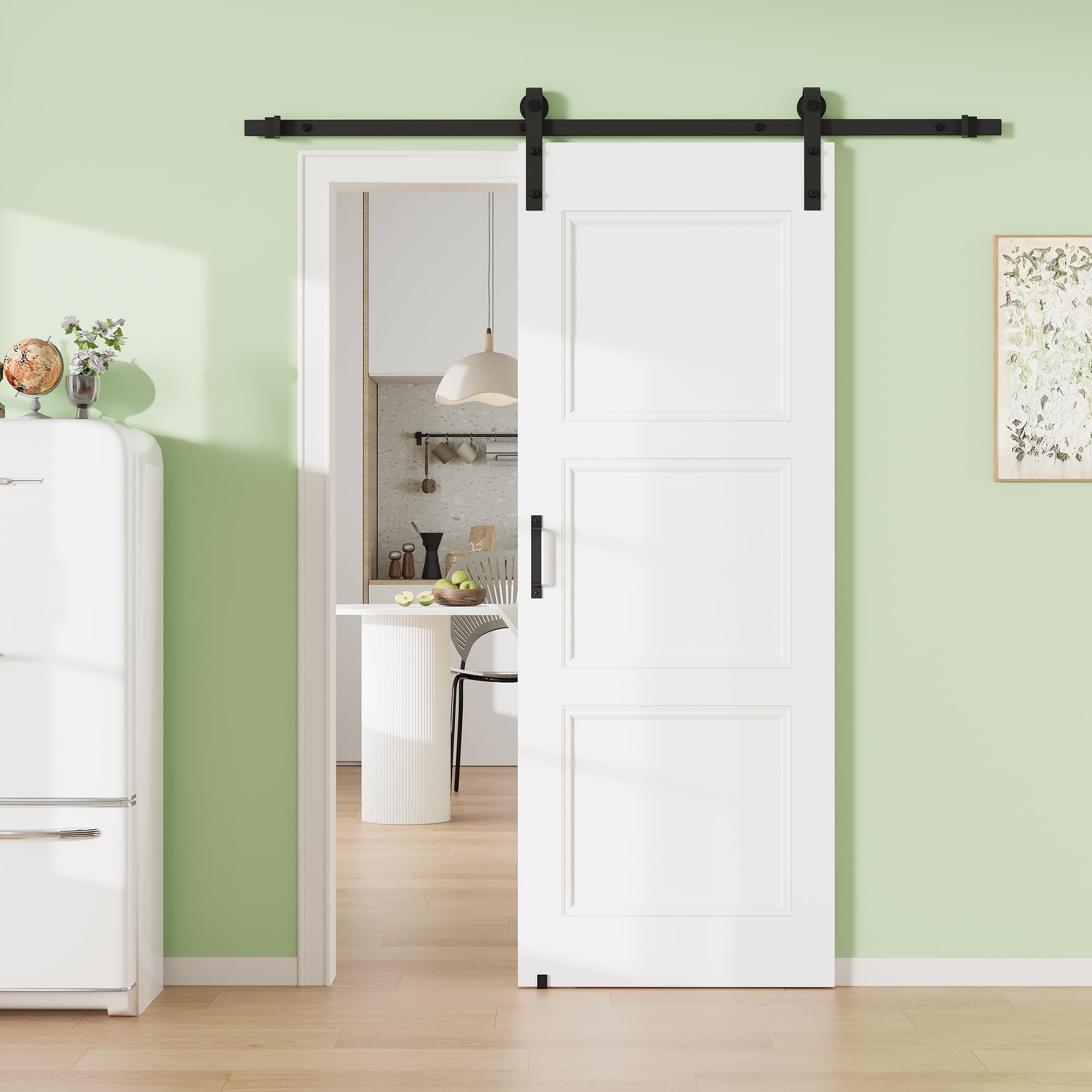 36" x 80" Presembled 3 Molded Panels Sliding Barn Doors with 72" Track Kit