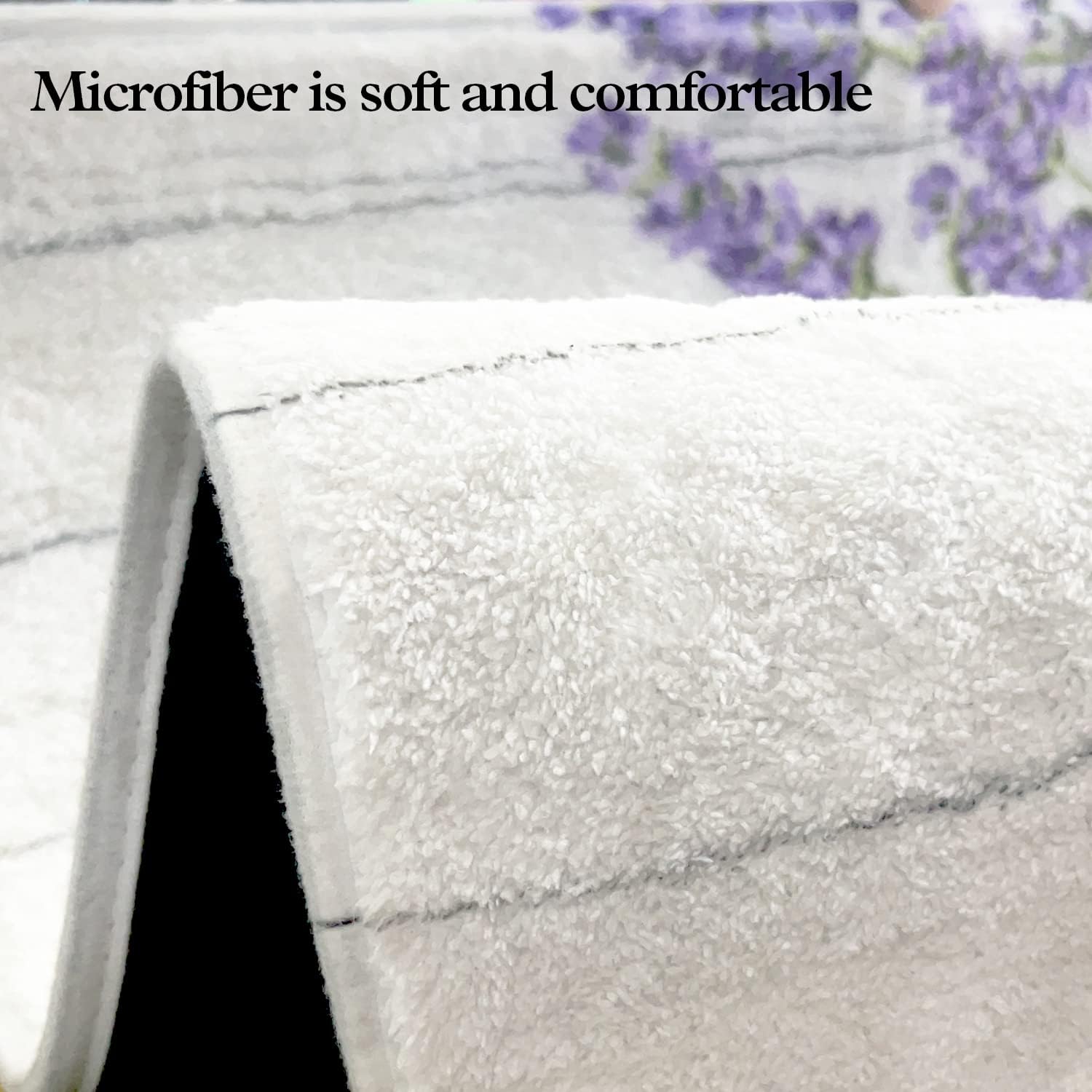 Lavender Watercolor Floral Imitation Cashmere Bathroom Mat Rug -Rubber Non Slip Quick Dry Super Absorbent Thin Bathroom Rugs for Bathtub Shower Room Sink (17" W x 27" L Purple)