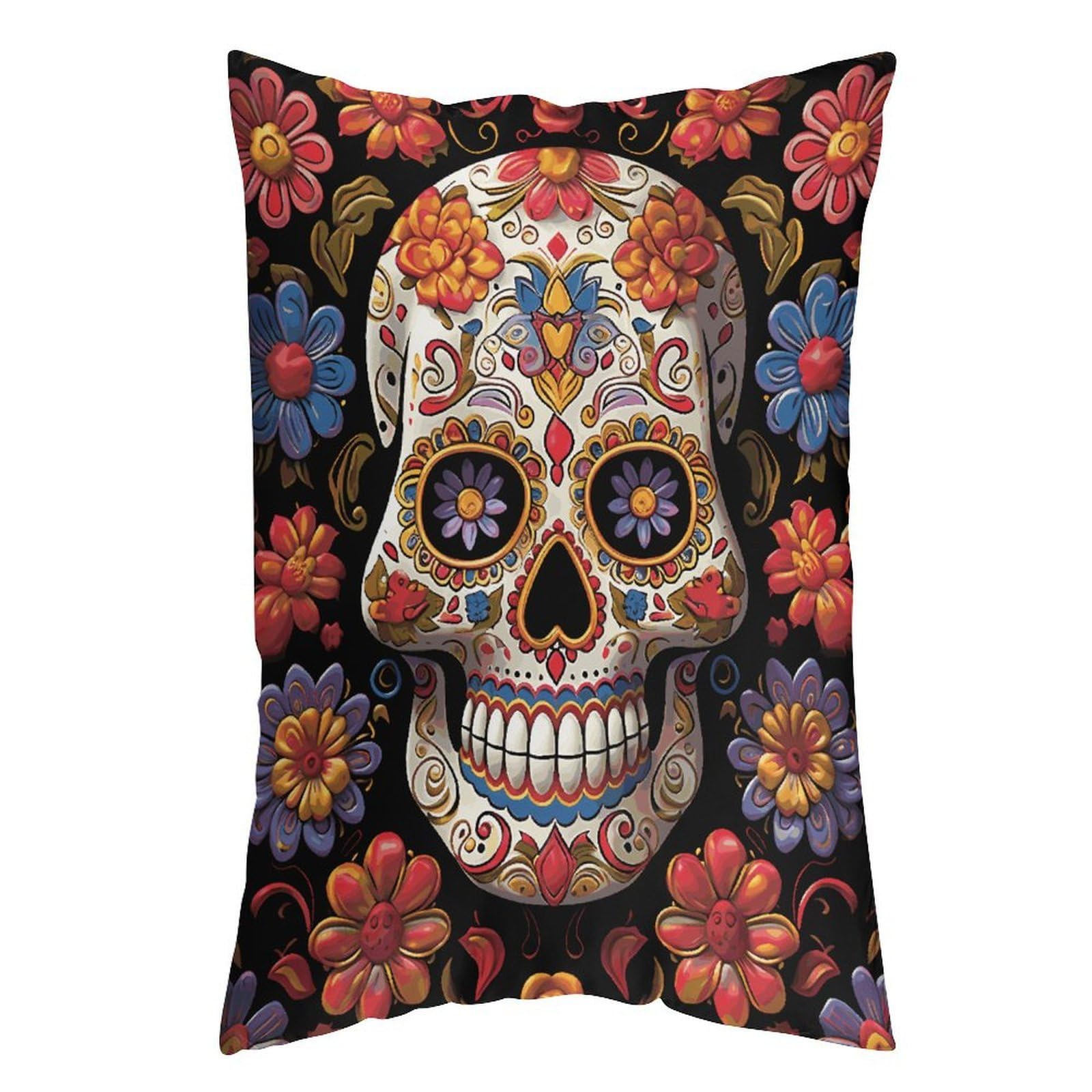 LDGSUPH Sugar Skulls Pillow Cases Soft Pillowcase with Invisible Zipper Wrinkle Resistant Pillow Covers Breathable Removable Pillow Protector for Bed Sofa Car 12 "x20