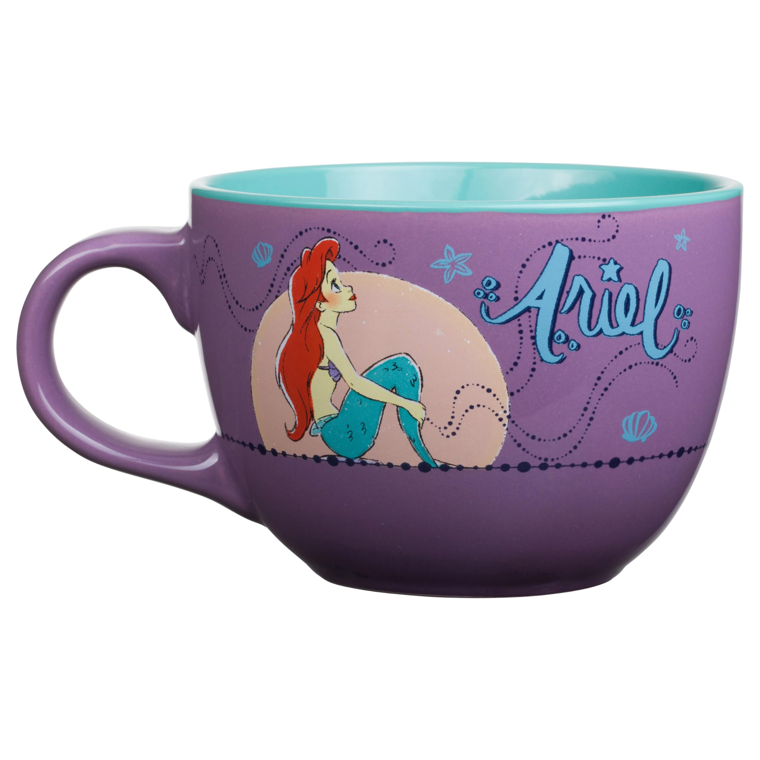 Silver Buffalo Disney's Little Mermaid Princess Ariel Moonlight Ceramic Soup Mug 24 oz Multicolored DP114633