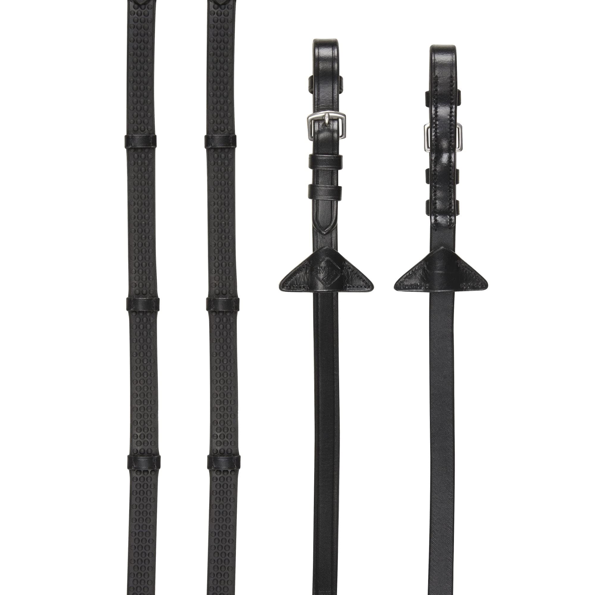 LeMieux Riendas de goma suave con tapones, color negro y plateado