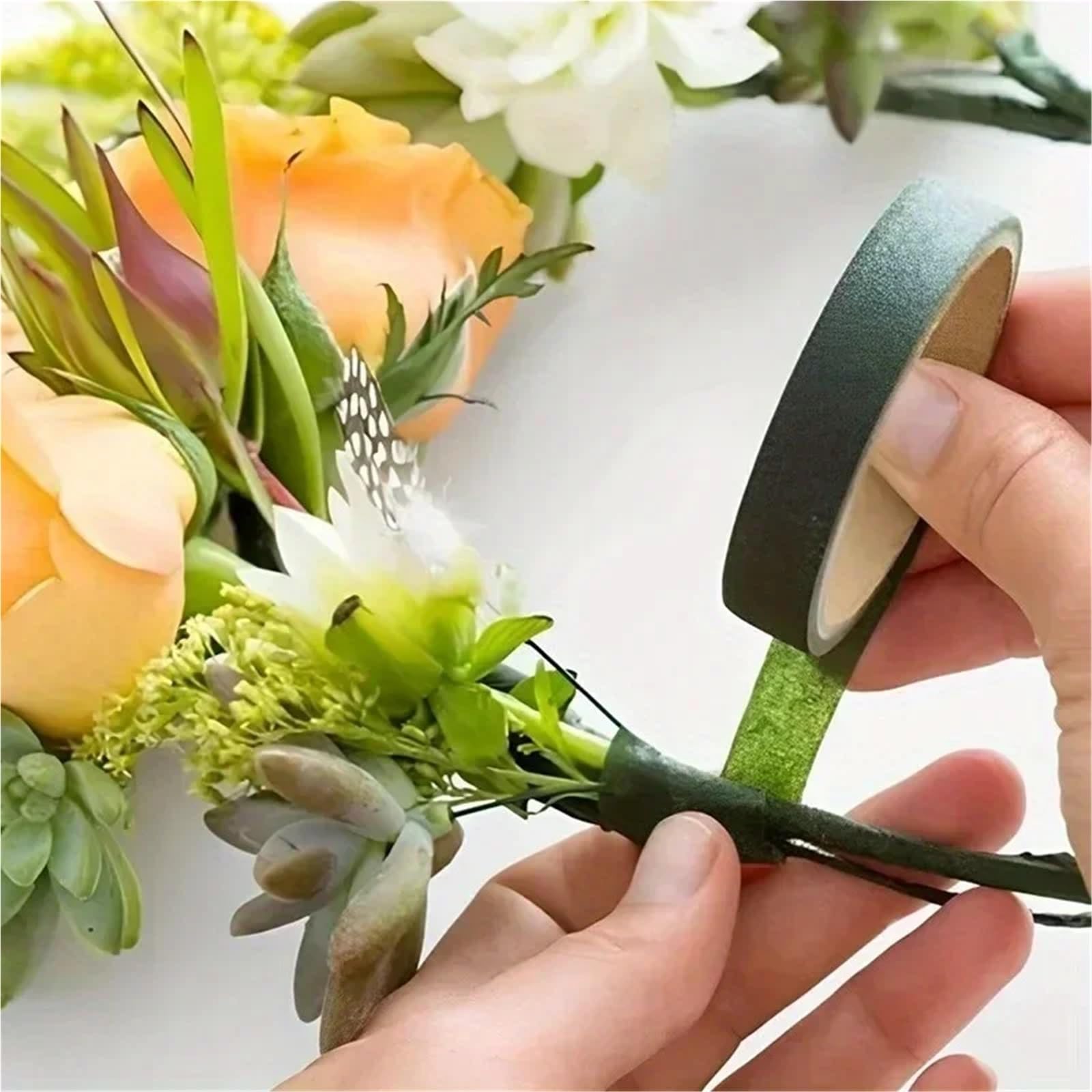 10 Rollen grünes Blumenstrauß-Blumenband, selbstklebendes Verpackungspapierband, DIY-Blumendekoration, geeignet for Hochzeiten im Blumenladen Für Floristik(3Roll)