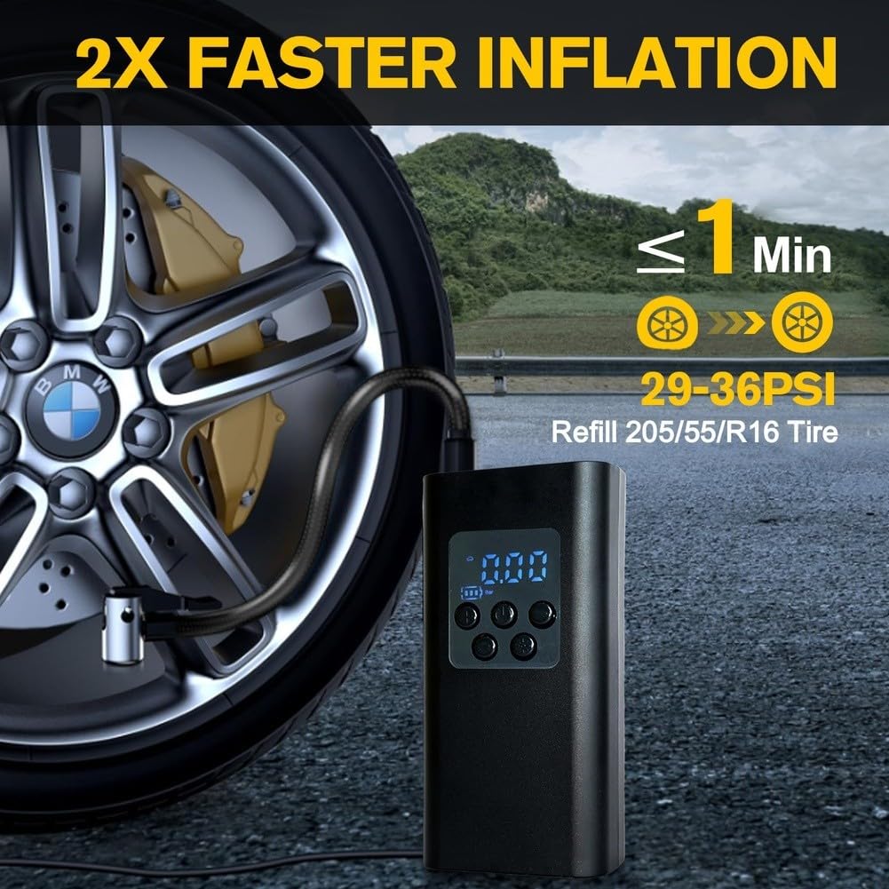 Pompa Auto 45L/min Pressione Preimpostata Pompa Auto 45L/min | Arresto pressione, flusso 45L/min, per sicuro per preciso, ideale gomme auto