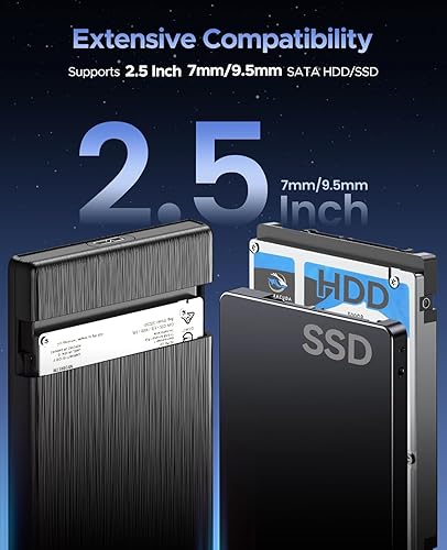 Miniatura 2 de ORICO Caja de disco duro externo USB 30 a SATA III de 25 pulgadas para disco duro SATA HDDSSD de 25 pulgadas 0276in-0374in sin herramientas Negro,