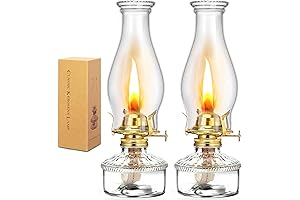 2 Pieces Vintage Clear Oil Lamps 13.2 Inches
