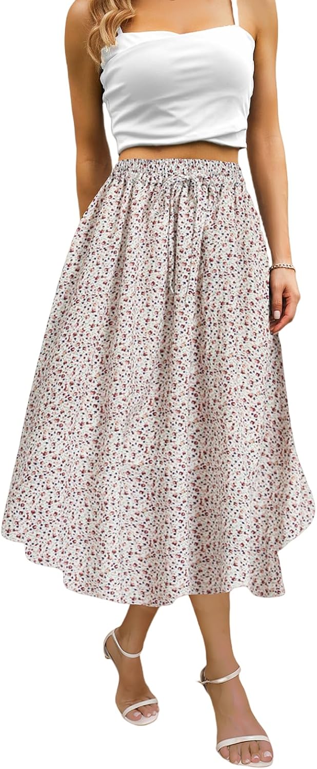 Maxi Skirts for Women with Pockets Long Midi Length Casual Skirt for Holiday