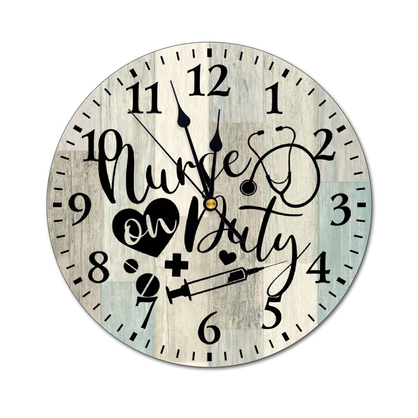 by Unbranded 10'' Modern Wall Clock, Silent Non-Ticking Battery Operated Clocks, Nurse on Duty, Nurse, Nurse Life Stethoscope, PVC Wall Decor Hang, for Bedroom/Living Room, (otcj3wm28ppr)