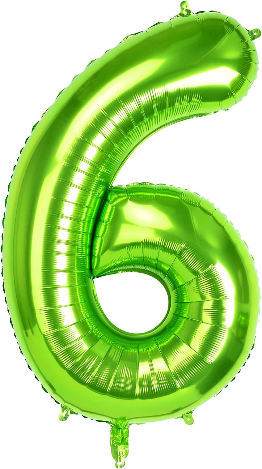 40 Inch Large Foil Balloon Number 6 Green, Number Balloon 0-9, Helium Balloons Numbers for Girls Boys Birthday Decoration/Anniversary Decoration/New Year's Eve Decoration (Green #6)