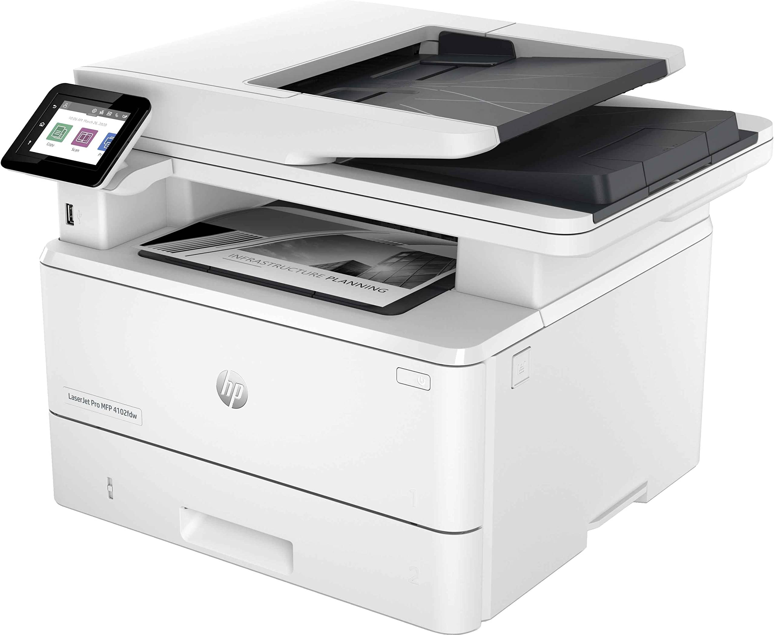HP - LaserJet Pro 4102dw Wireless Multifunction Bianco e nero Stampante, Fotocopiatrice, Scanner Duplex