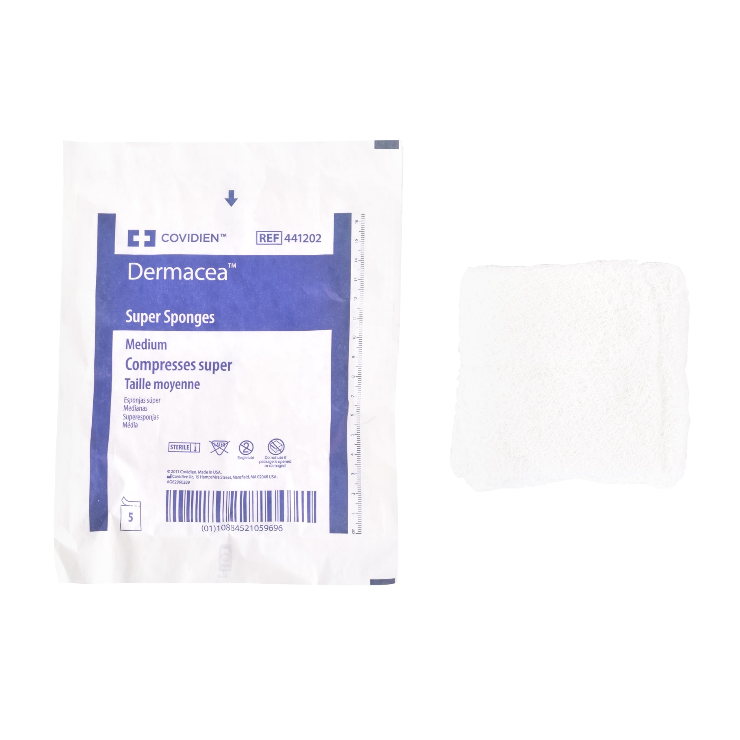Cardinal Health™ 441202 - Spugna in garza super lanuginosa, media, sterile, 15,2 x 17,5 cm, 441202, confezione da 600