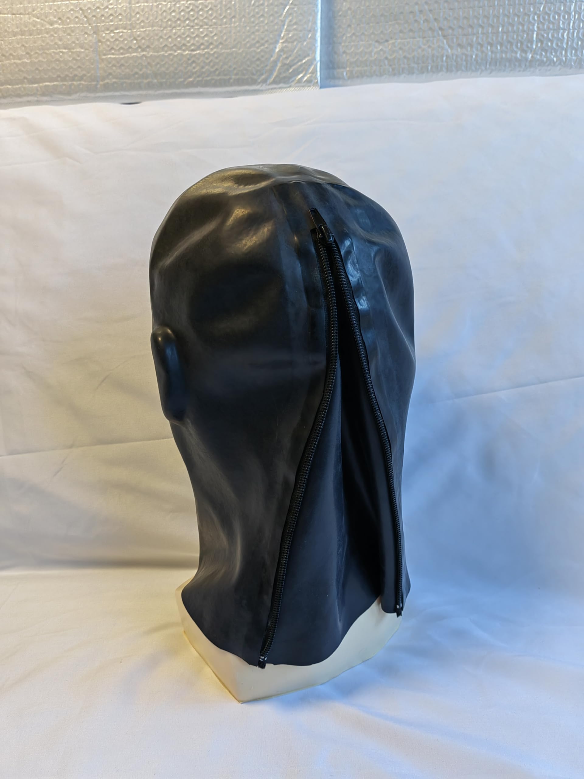Máscara Cabeza Modelo 3D de Látex Negra,Capucha Goma Cabeza Para Unisex Orificios Nasales Respirar Adecuada Cosplay Fiestas
