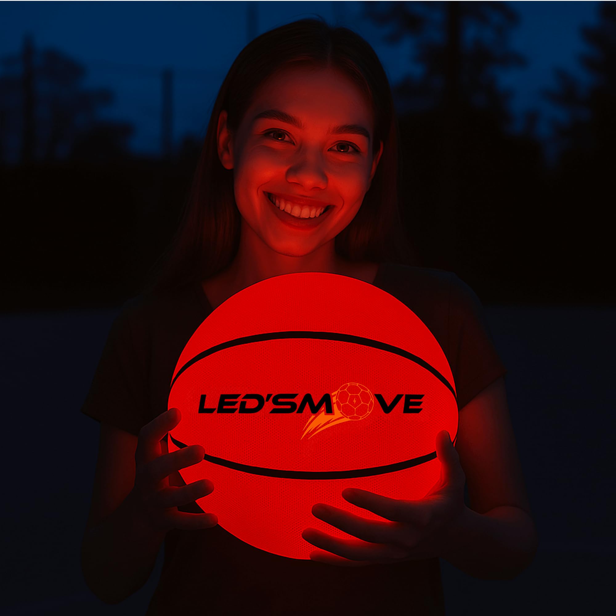 LED'S MOVE LS3 Pelota Baloncesto Luminosa LED Talla 7 Outdoor, Balón de Baloncesto Recargable USB-C, Pelota Basket Niño Exterior Interior, Niño 8 10 12 Años Jugar Fuera Casa