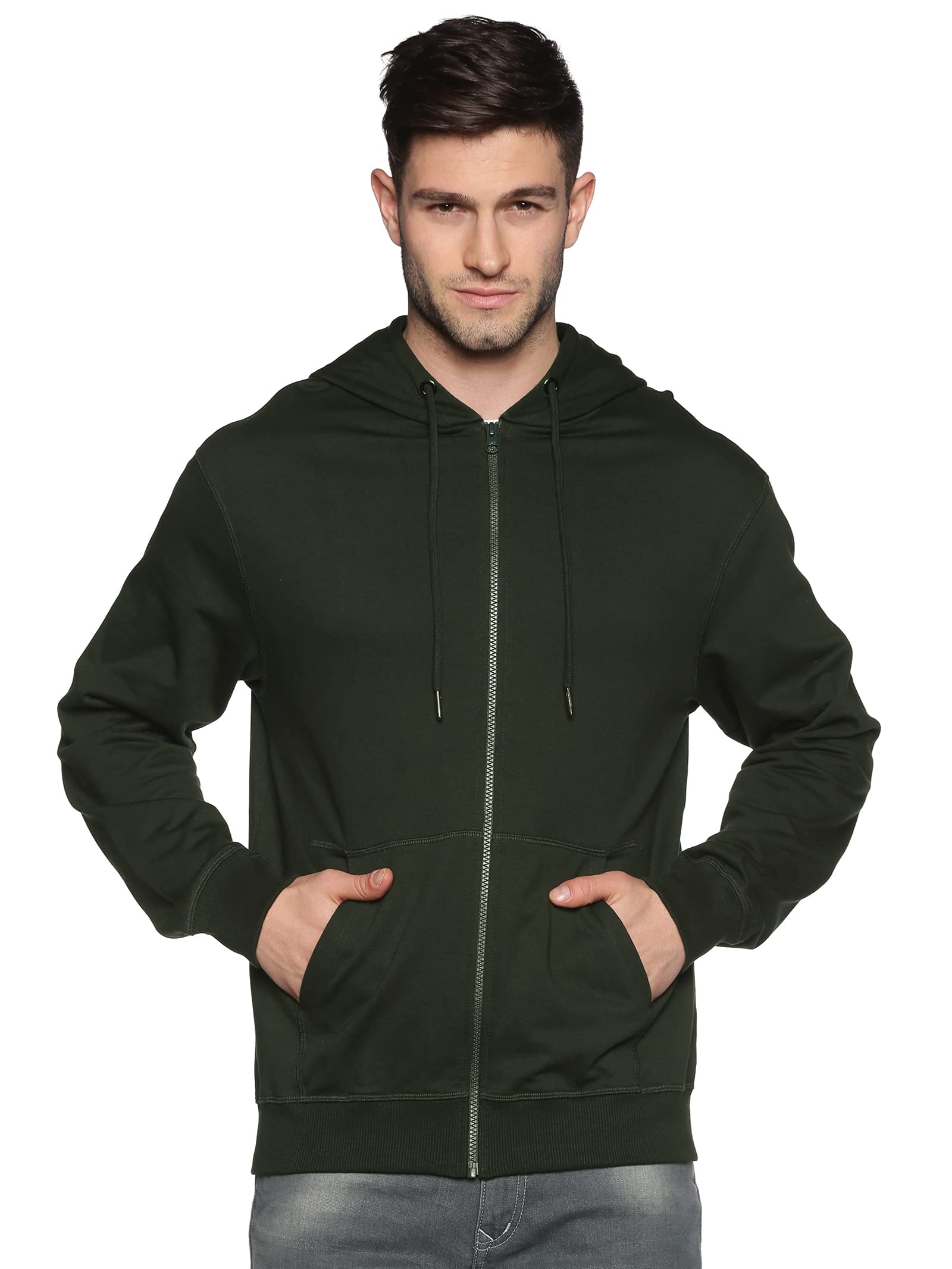 Men's 100% Cotton Full Zip Fleece Hoodie