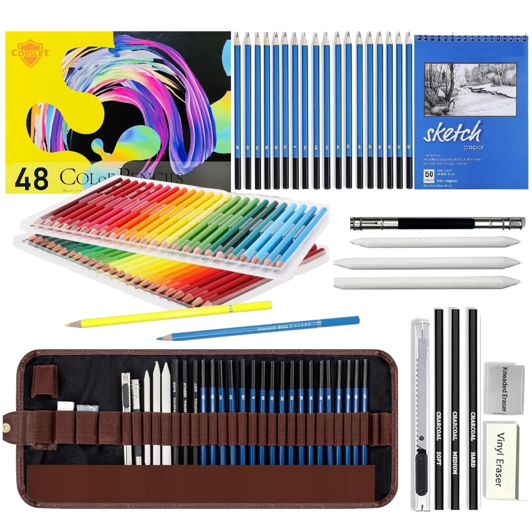 Corslet 78 Pc Drawing Kit Shading Pencils Set Pencil Colours