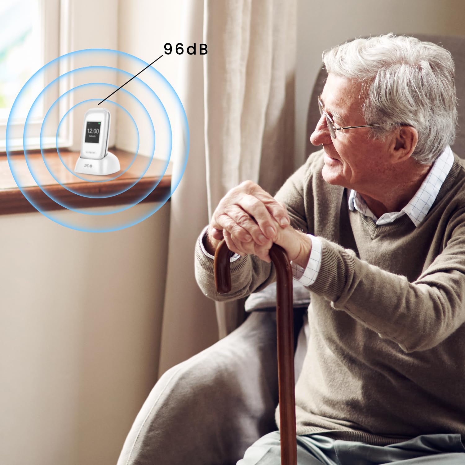 SPC Harmony - Teléfono móvil para personas mayores, móviles con tapa, teclas grandes, volumen alto 96dB, compatible con audífonos, contactos con imagen, botón SOS, doble pantalla (2,4”+1,77”) - Blanco