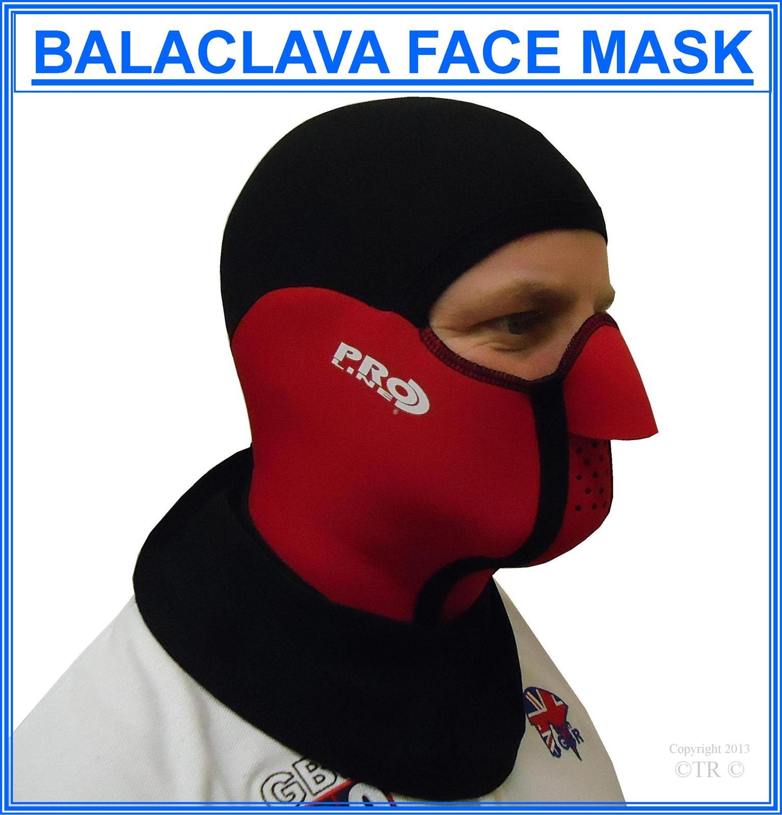 Proline Balaclava Face Mask Neoprene & Lycra, Color - Red, Size - Large
