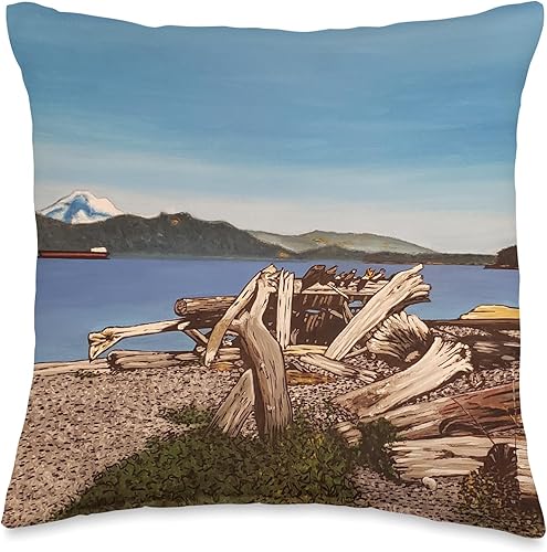 Art by Anjenette San Juan Islands View - Almohada de 16 x 16 pulgadas multicolor