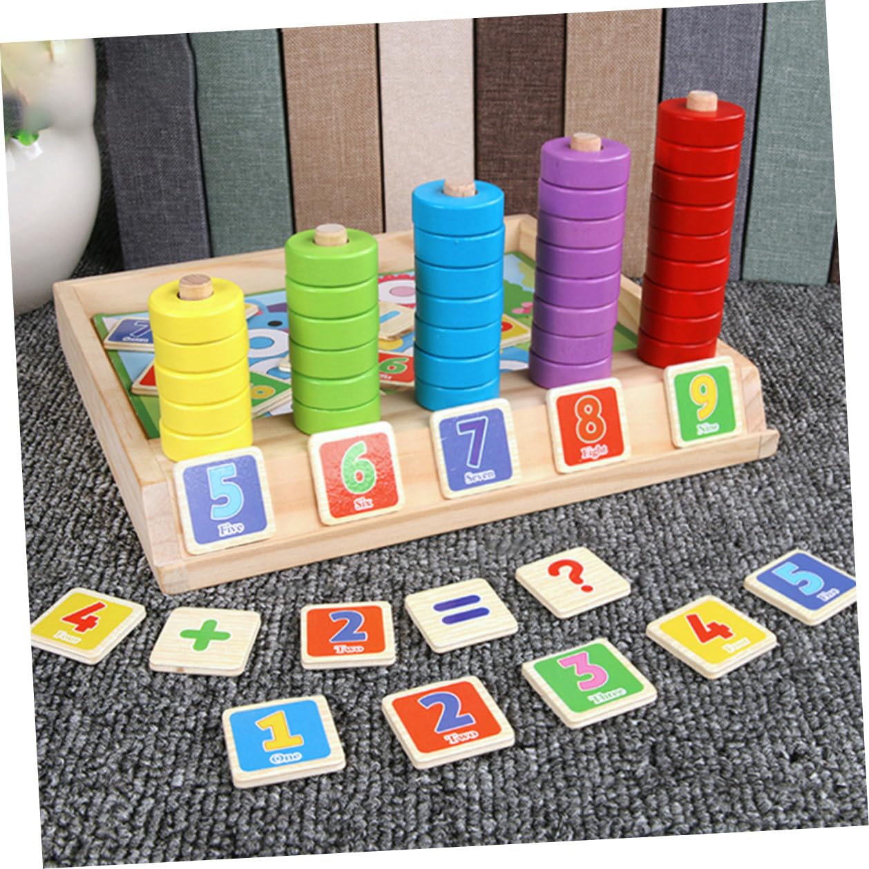 Kisangel Giochi Educativi Puzzle in Legno Montessori per Blocchi Matematici Colorati Gioco di Abbinamento e Calcolo Giocattolo Didattico per Sviluppo Manuale e Cognitivo Superficie Liscia