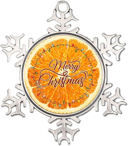 Frutas Comida de verano Mandarinas naranja árbol de Navidad adornos colgantes mandarinas naranja frutas realistas adornos de copo de nieve adornos