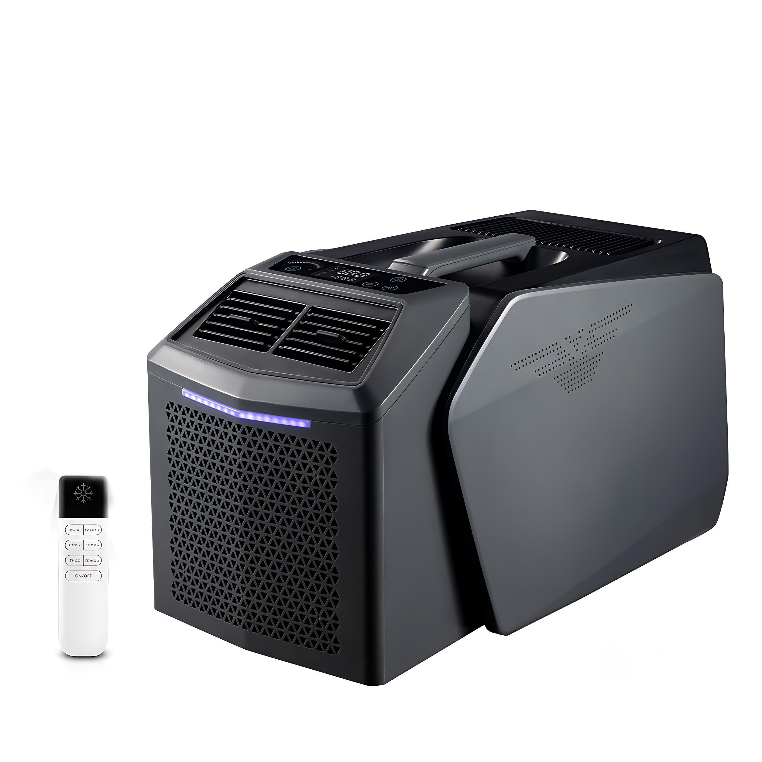 KPOUYYDS Tent AC Portable Air Conditioner, RV Parking Cooler, 6200 BTU 550W, 48V DC/110V/220V AC, 4-in-1 Small AC Unit 3-Speed Fan Dehumidifier Sleep Mode Remote, for Camping Truck Van Life 48V