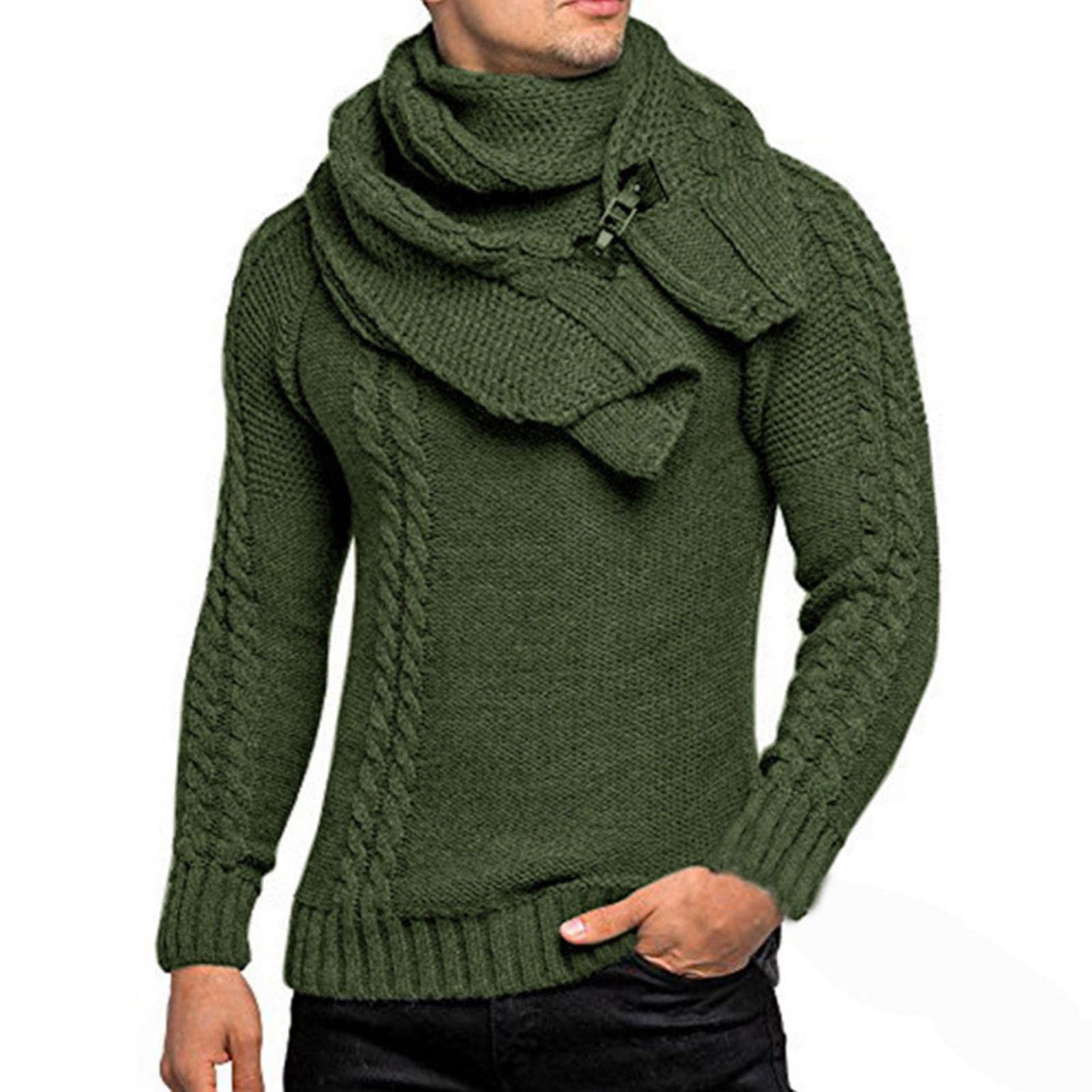Hulkay Mens Sweater And Scarf Piece Sets Slim Fit Desertcart INDIA - Main Image