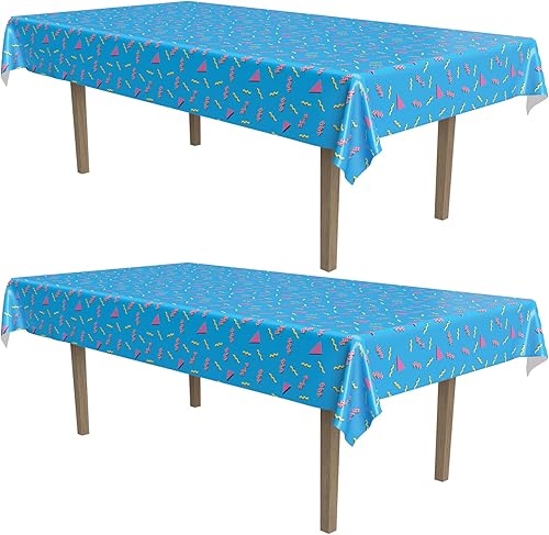 Beistle 53488 Lot de 2 nappes en Plastique Bleu/Rose/Jaune