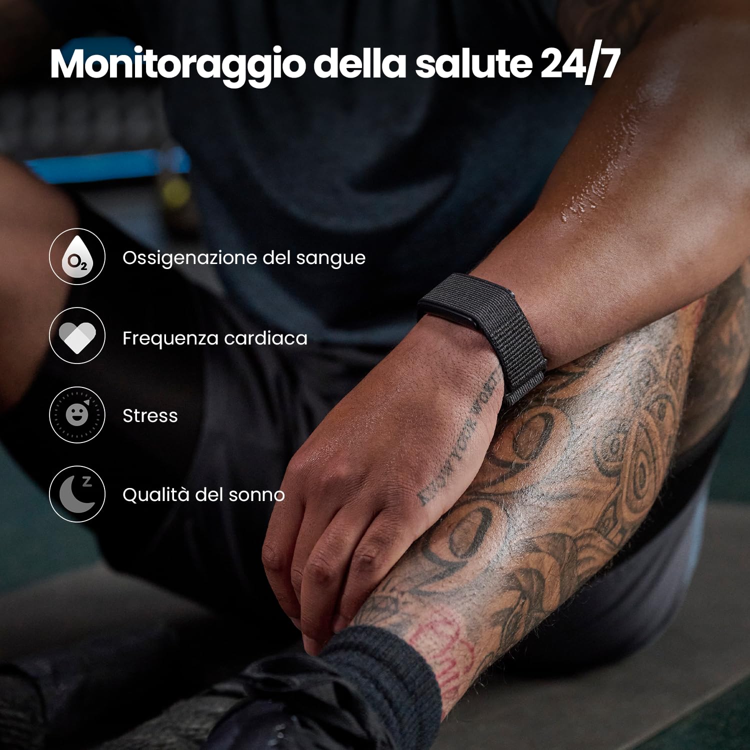 Amazfit Helio Strap Smart Band Fitness Tracker, Attività, Frequenza Cardiaca & Sonno 24/7, Batteria da 10 Giorni, 50+ Sport, Allenamento di Forza, HYROX, Non Abbonamento Richiesto per Android e iPhone