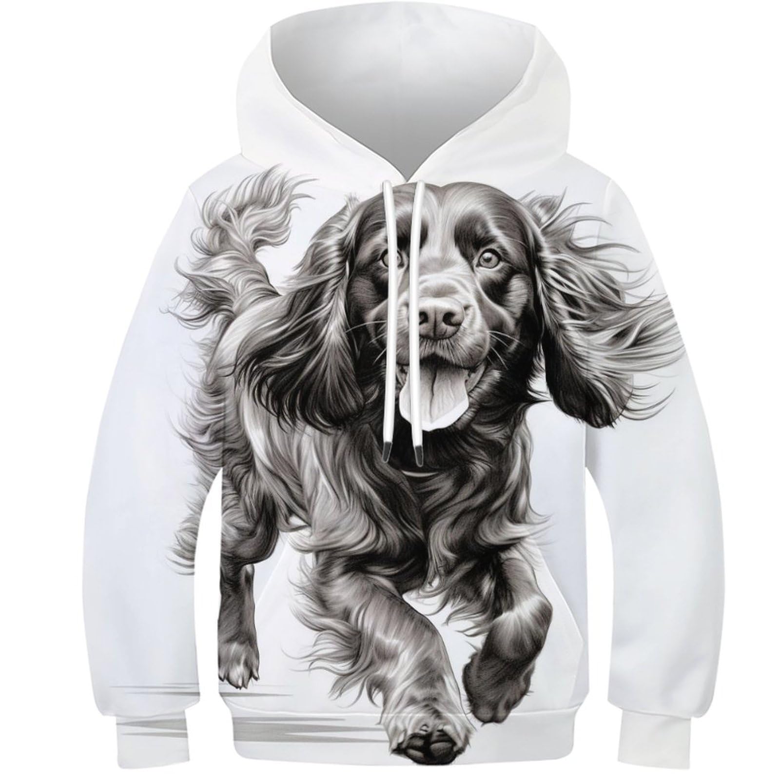 KKOLASXZE 3D Printed English Cocker Spaniel Athleisure Hoodie Sweatshirt Pullover Men/Women Ong Sleeve Tops for Teens 9-11Y