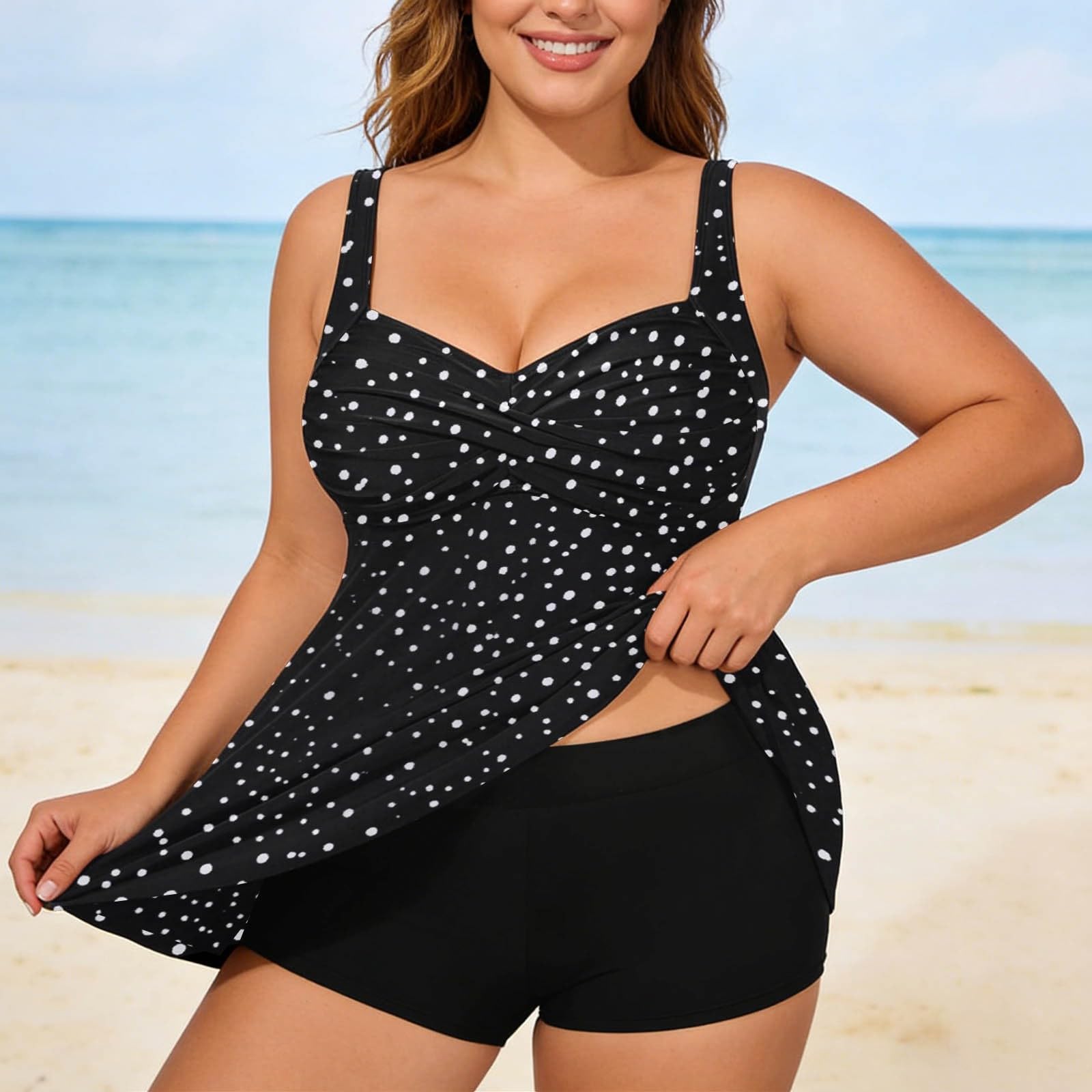 WWricotta Traje de baño Tankini de Talla Grande con Aros de sujeción y Tirantes Ajustables, en Fibres douces, léger y Confortable, Ideal para Loisirs nautiques, Moda 2025 UNE pièce