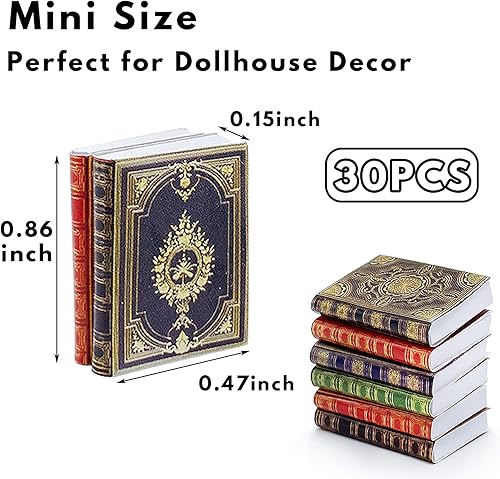 Miniatura 2 de Paquete de 30 libros en miniatura para casa de muñecas a escala 1:12, varios libros en miniatura atemporales, mini libros, decoración de casa de
