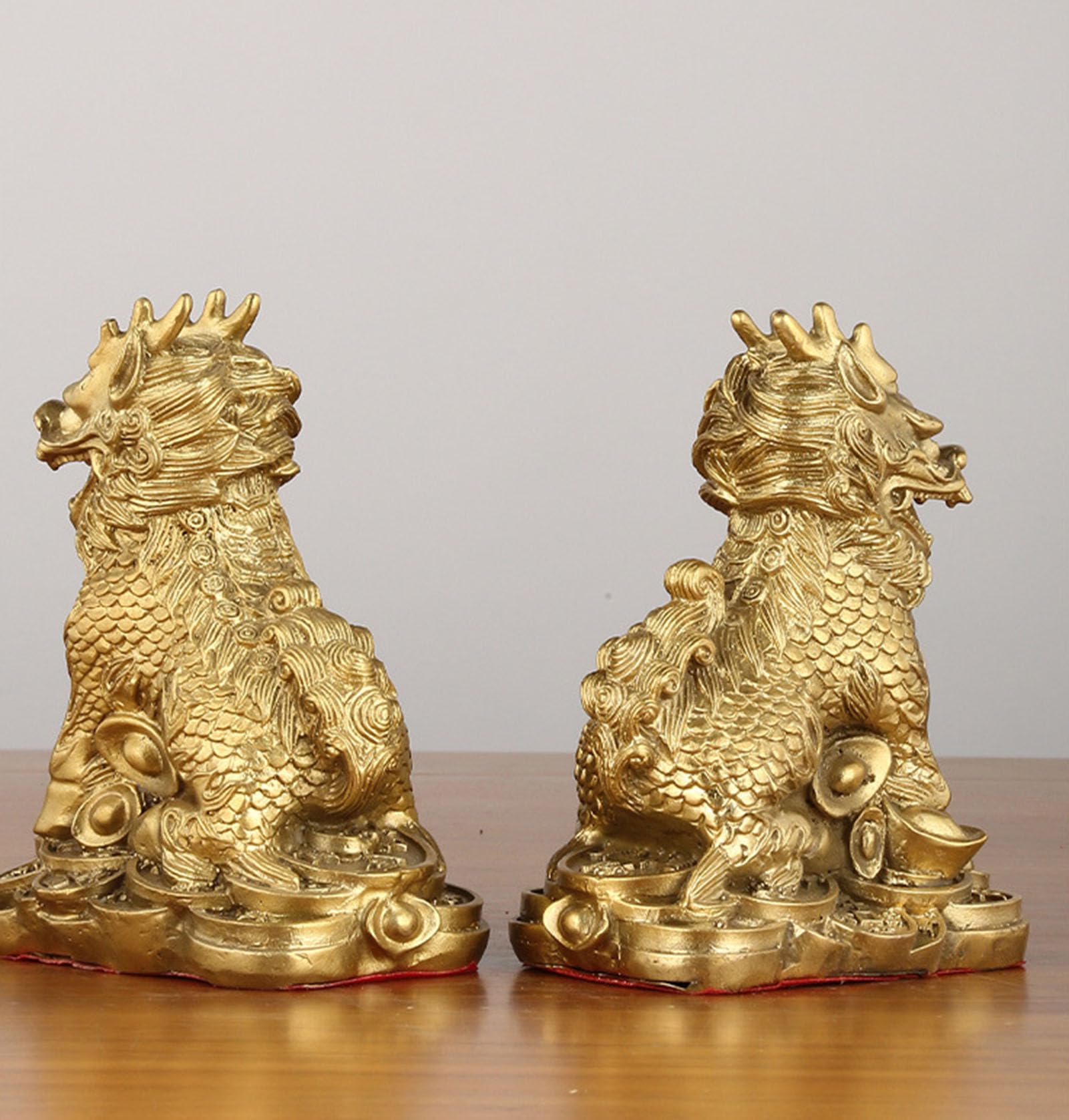 Chiński posąg Feng Shui Chi Lin/Kylin, atrakcja bogactwa w grudniu lub | Kolekcja prezentów, opiekun Qilin, przyciąganie pieniędzy i powodzenia, dobrobyt bogactwa, rzeźba do dekoracji wnętrz