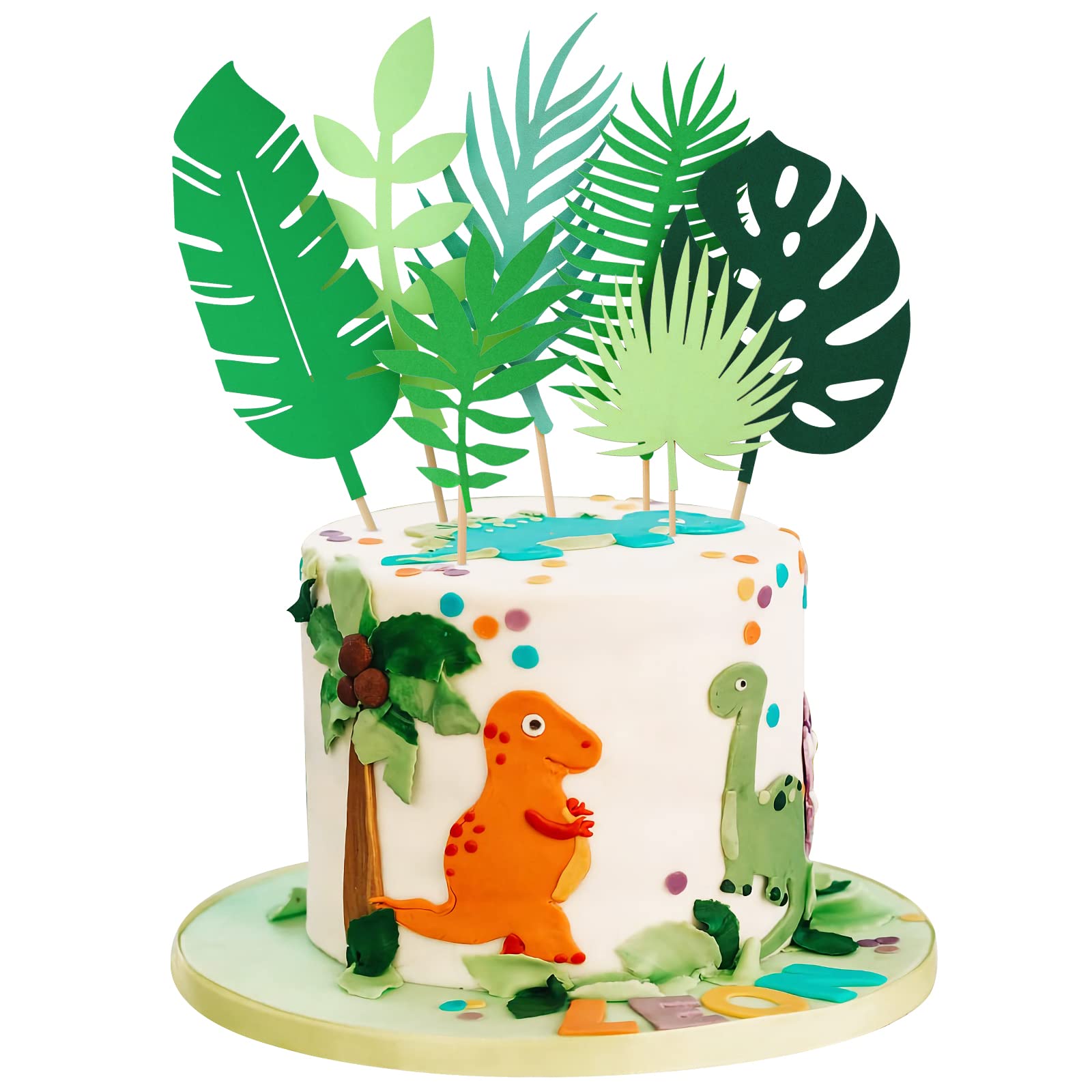 Buy 7 Pieces Tropical Palm Leaves Cake Toppers, Palm Leaf Jungle