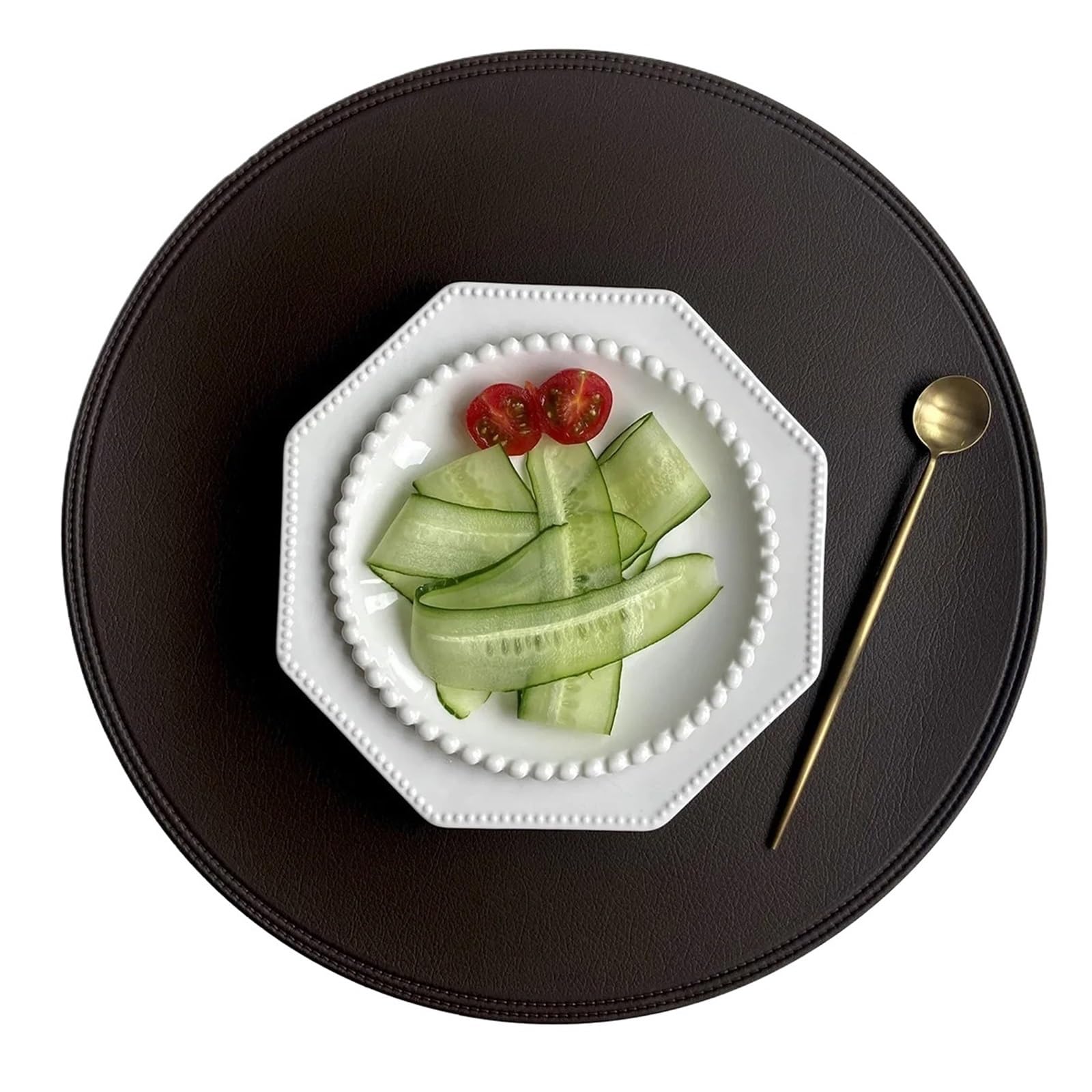 15Pcs Placemat Coaster Pad Round Plate Mat Edge Pressing Table Placemats For Kitchen Dining For Home(Coffee)