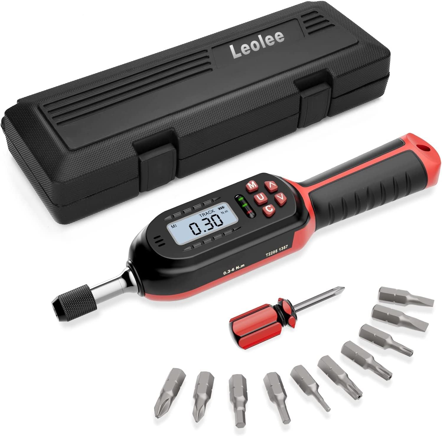 Leolee Digital Torque Screwdriver 2.6653.1 inlb/0.36 Nm, 1/4”Torque Wrench Set, Adjustable