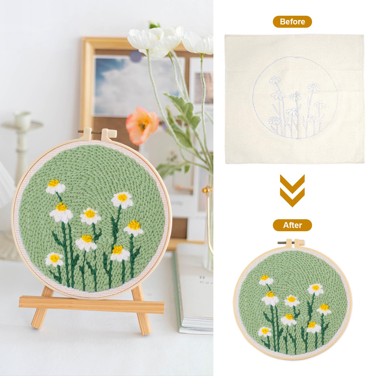 Kit Ricamo Punch Needle Per Principianti - Con Motivo Fiori E Piante - Foto 6